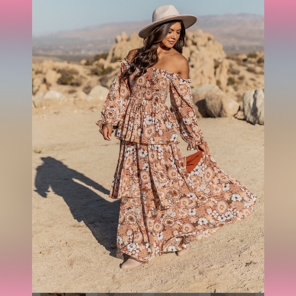 Pink Lily Floral Layered Dress - New